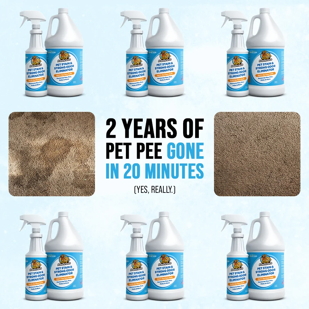 Static ad example: FurryFreshness before and after carpet stain ad
