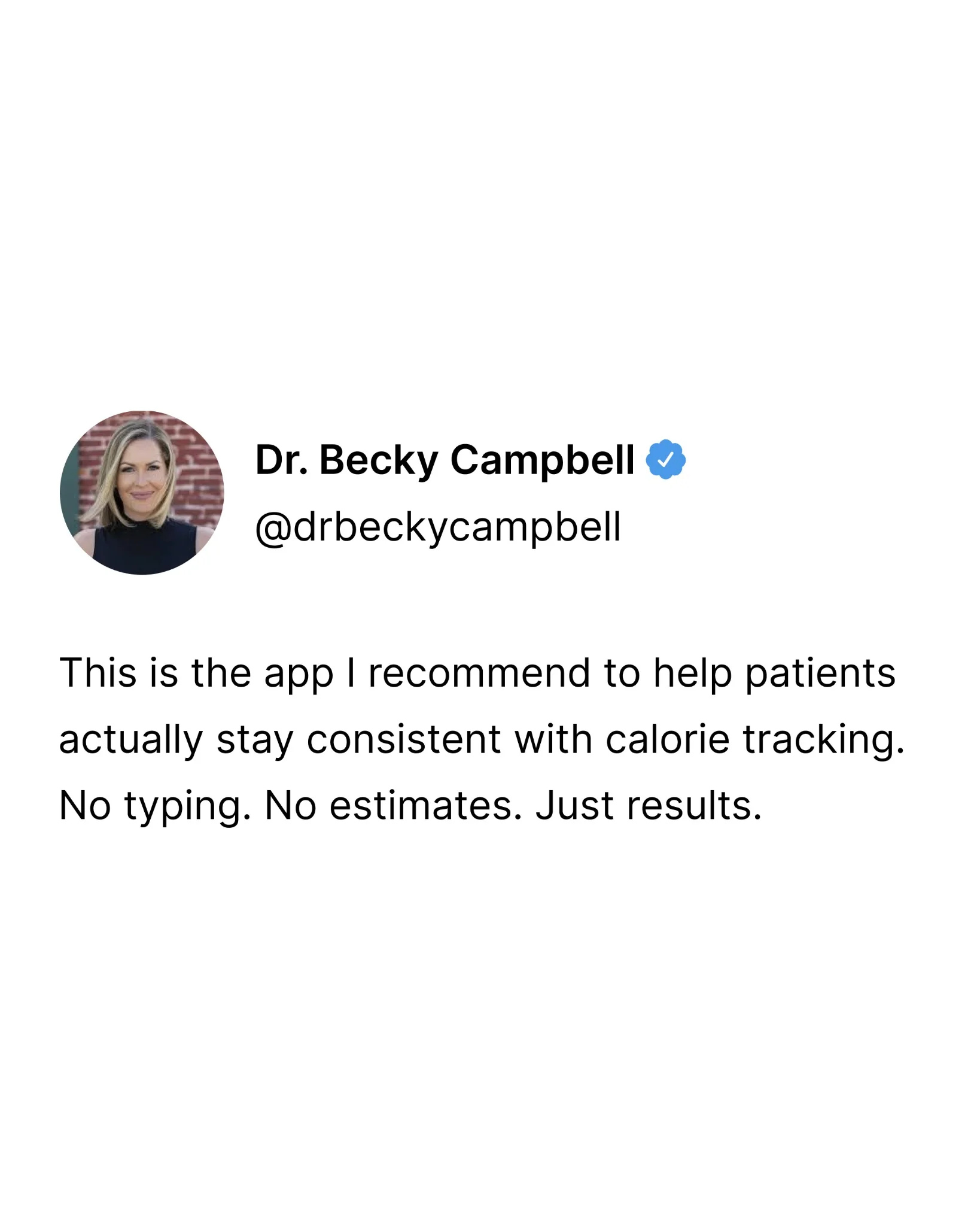 Static ad example: practitioner tweet-style testimonial for a health app