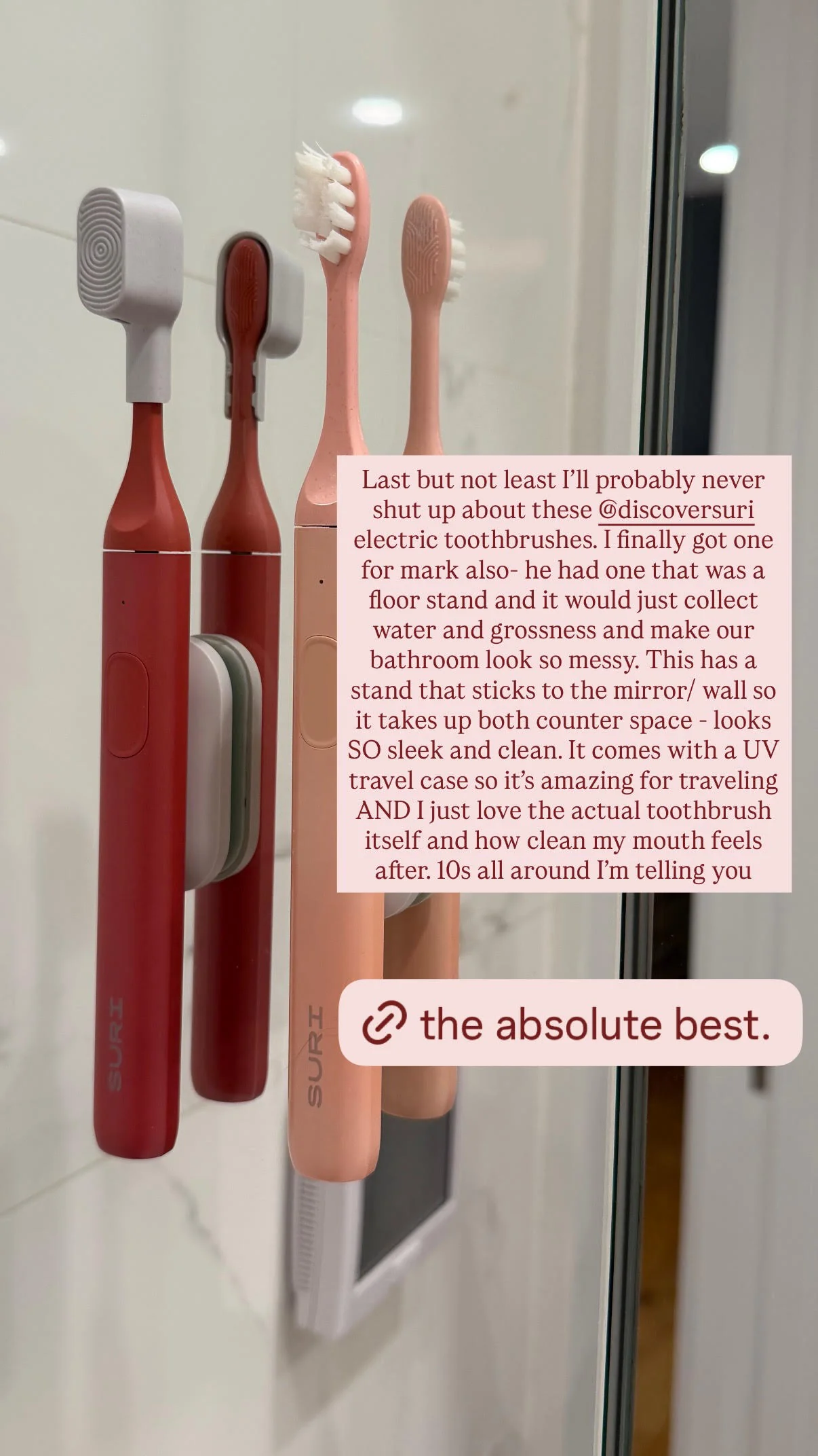 Static ad example: Suri toothbrush creator caption UGC ad