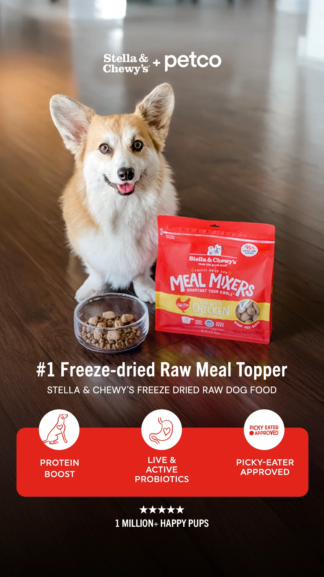 Static ad example: Stella and Chewys feature callout ad with proof stack