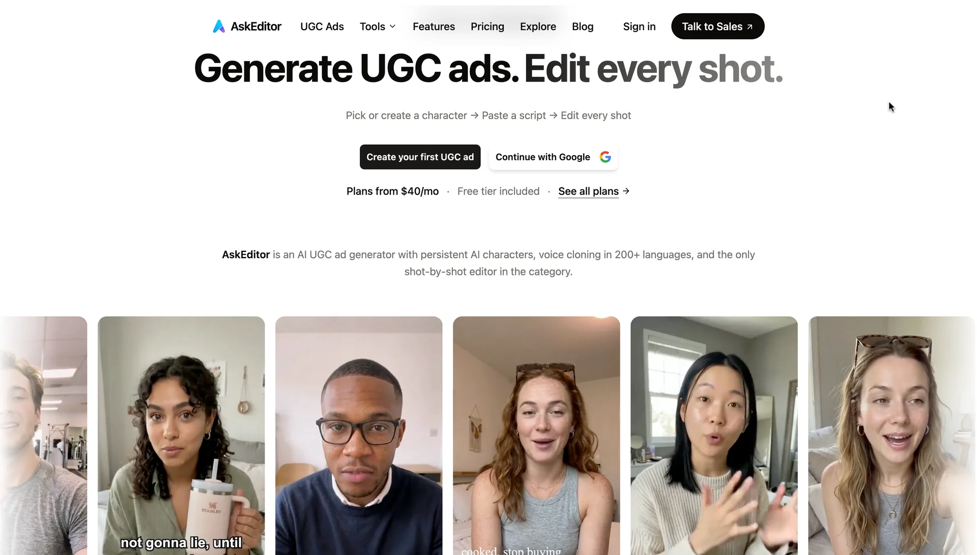 AskEditor AI UGC ad generator — creative studio for marketing teams, agencies, and small businesses